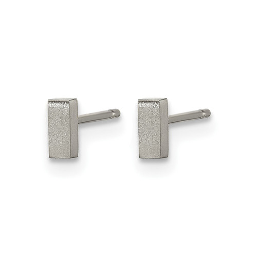 Chisel Titanium Brushed Rectangle Stud Earrings, 5 mm - View 2
