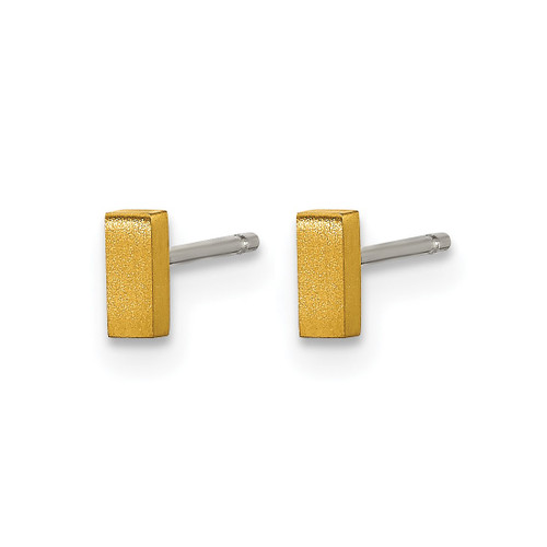 Chisel Titanium Brushed Yellow Ion-Plated Rectangle Stud Earrings, 5 mm - View 2