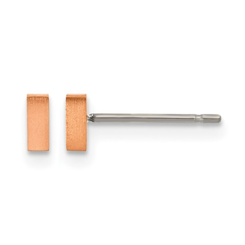 Chisel Titanium Brushed Rose Ion-Plated Rectangle Stud Earrings, 5 mm