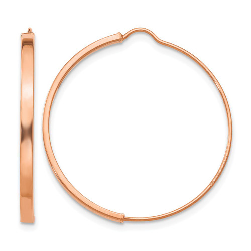 14K Rose Gold 1.75 x 27 mm Wire Hoop Earrings, 27.25 mm Long