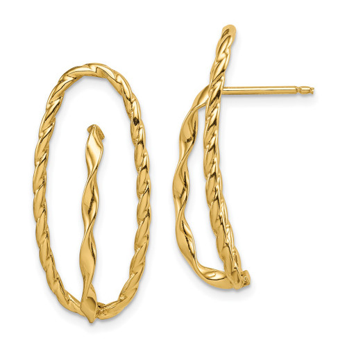 14K Yellow Gold Twisted Fancy Post Drop Earrings