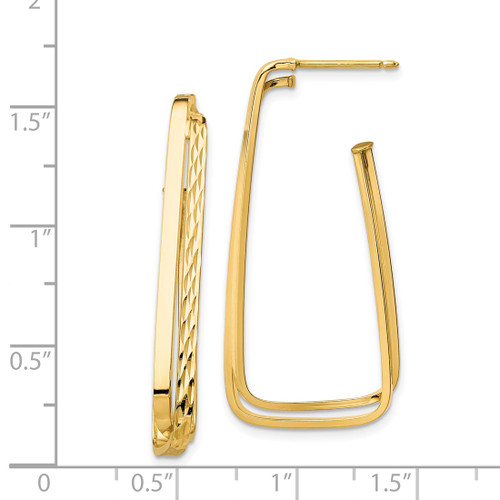 14K Yellow Gold Polished & Diamond-Cut Fancy Post Drop Earrings - View 2