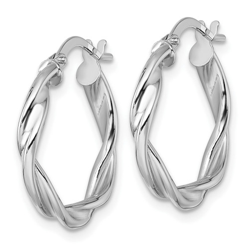 Rhodium-Plated 14K White Gold Polished Twisted 2.75 x 20 mm Tube Hoop Earrings - View 2