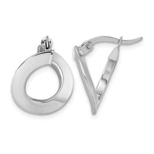 Rhodium-Plated 14K White Gold Polished Twisted Tube Hoop Earrings, 16.5 mm