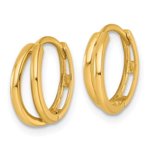 14K Yellow Gold Polished Fancy Double Round Hinged Hoop Earrings, 12.6 mm - View 2