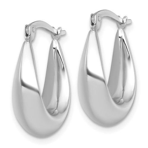 Rhodium-Plated 14K White Gold Polished Tapered Hollow Hoop Earrings, 21.25 mm - View 2