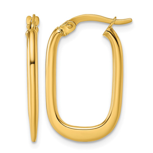 14K Yellow Gold Polished Oval Tapered Tube Hoop Earrings, 24.5 mm