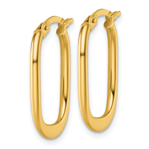 14K Yellow Gold Polished Oval Tapered Tube Hoop Earrings, 24.5 mm - View 2