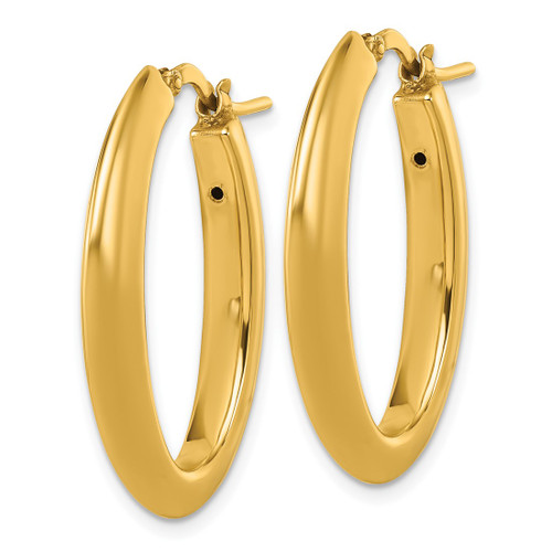 14K Yellow Gold Polished Knife-Edge 4 mm X 30 mm Puffed Oval Hoop Earrings, 30.35 mm Long - View 2