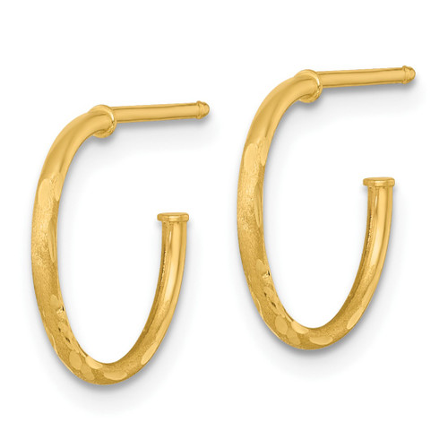 14K Yellow Gold Polished 1.2 x 14 mm Diamond-Cut Solid C-Hoop Post Earrings - View 2