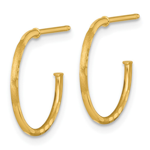 14K Yellow Gold Polished 1.2 x 16 mm Diamond-Cut Solid C-Hoop Post Earrings - View 2