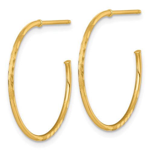14K Yellow Gold Polished 1.2 x 25 mm Diamond-Cut Solid C-Hoop Post Earrings - View 2