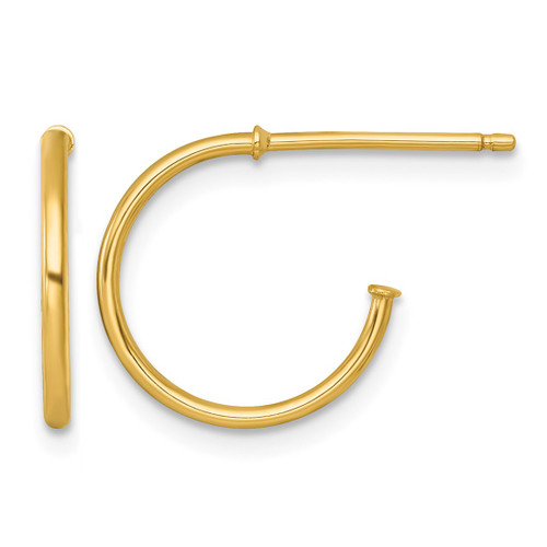14K Yellow Gold Polished 1.2 x 14 mm Solid C-Hoop Post Earrings