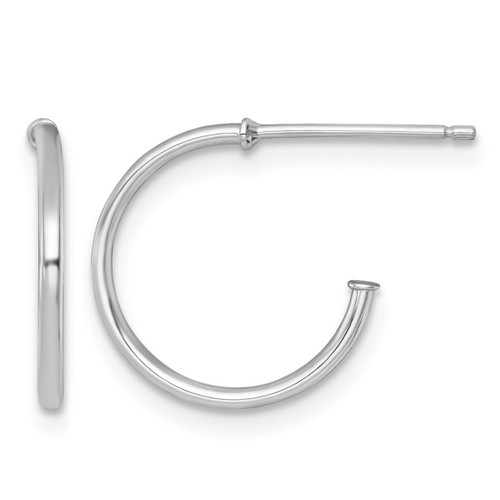 Rhodium-Plated 14K White Gold Polished 1.2 x 14 mm Solid C-Hoop Post Earrings