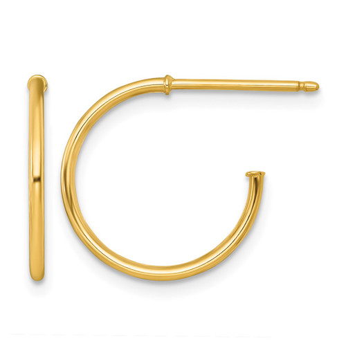 14K Yellow Gold Polished 1.2 x 16 mm Solid C-Hoop Post Earrings