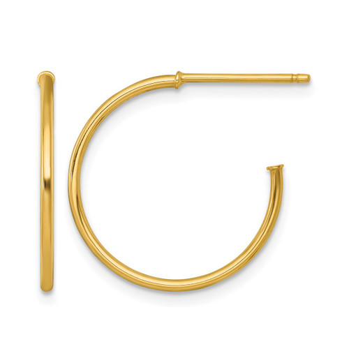 14K Yellow Gold Polished 1.2 x 20 mm Solid C-Hoop Post Earrings