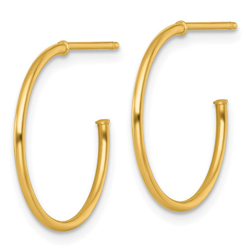 14K Yellow Gold Polished 1.2 x 20 mm Solid C-Hoop Post Earrings - View 2