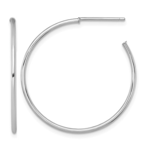 Rhodium-Plated 14K White Gold Polished 1.2 x 30 mm Solid C-Hoop Post Earrings