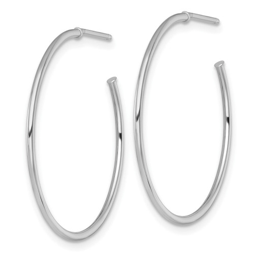 Rhodium-Plated 14K White Gold Polished 1.2 x 30 mm Solid C-Hoop Post Earrings - View 2
