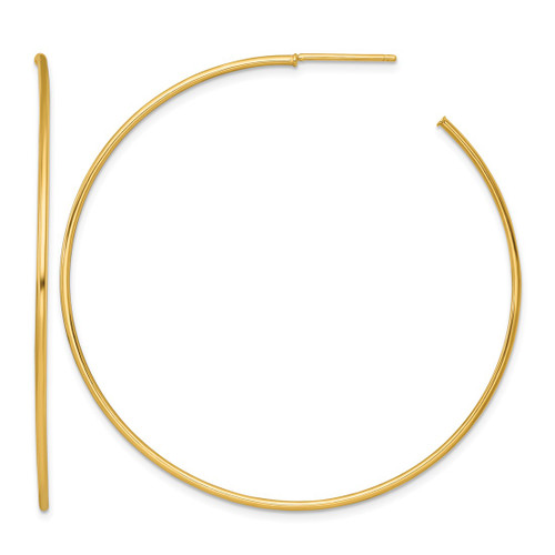 14K Yellow Gold Polished 1.2 x 55 mm Solid C-Hoop Post Earrings