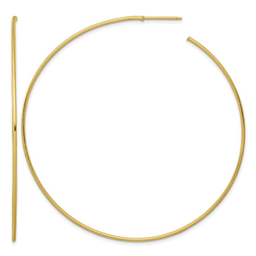 14K Yellow Gold Polished 1.2 x 70 mm Solid C-Hoop Post Earrings