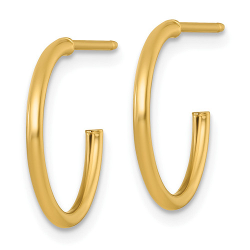 14K Yellow Gold Polished 1.5 x 16 mm Solid C-Hoop Post Earrings - View 2
