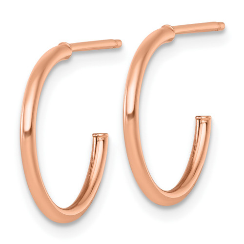 14K Rose Gold Polished 1.5 x 16 mm Solid C-Hoop Post Earrings - View 2