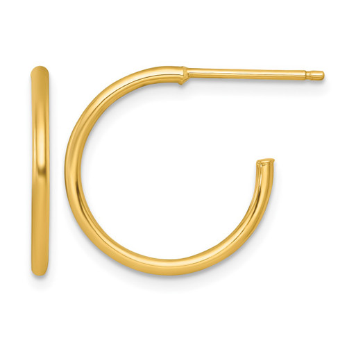 14K Yellow Gold Polished 1.5 x 18 mm Solid C-Hoop Post Earrings