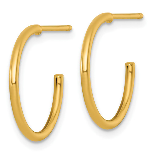 14K Yellow Gold Polished 1.5 x 18 mm Solid C-Hoop Post Earrings - View 2