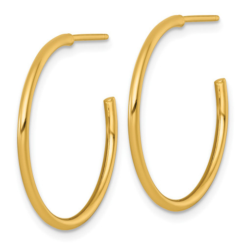 14K Yellow Gold Polished 1.5 x 25 mm Solid C-Hoop Post Earrings - View 2