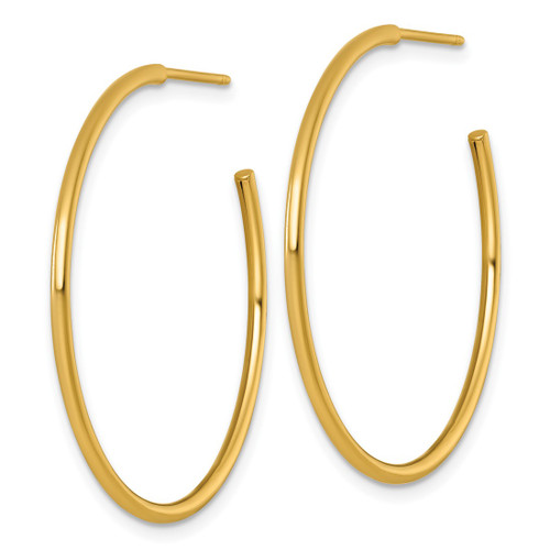 14K Yellow Gold Polished 1.5 x 35 mm Solid C-Hoop Post Earrings - View 2
