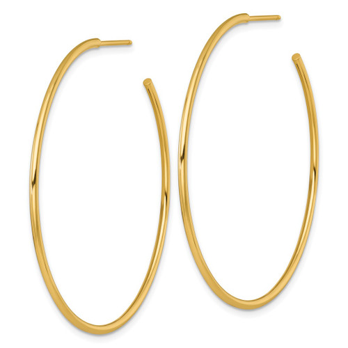 14K Yellow Gold Polished 1.5 x 50 mm Solid C-Hoop Post Earrings - View 2