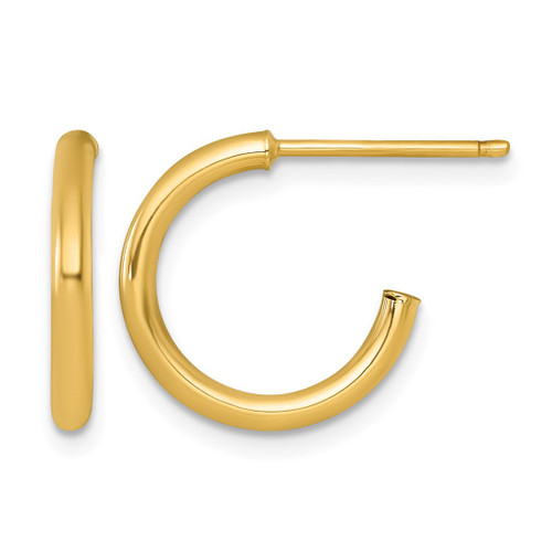 14K Yellow Gold Polished 2.0 x 15 mm Tube C-Hoop Post Earrings