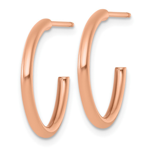 14K Rose Gold Polished 2.0 x 20 mm Tube C-Hoop Post Earrings - View 2