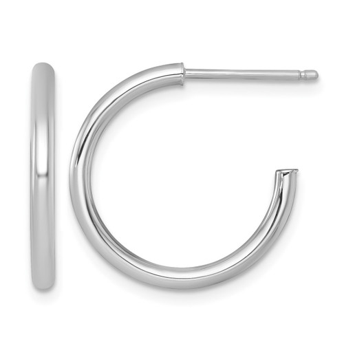 Rhodium-Plated 14K White Gold Polished 2.0 x 20 mm Tube C-Hoop Post Earrings