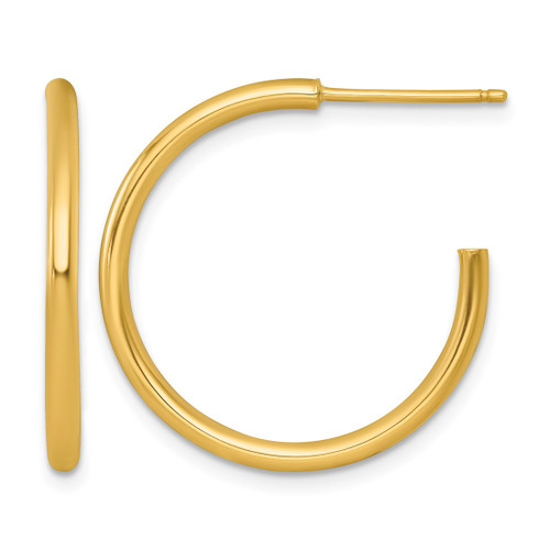 14K Yellow Gold Polished 2.0 x 25 mm Tube C-Hoop Post Earrings