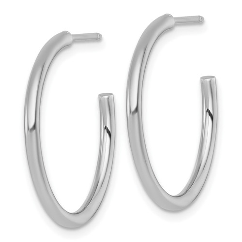 Rhodium-Plated 14K White Gold Polished 2.0 x 25 mm Tube C-Hoop Post Earrings - View 2