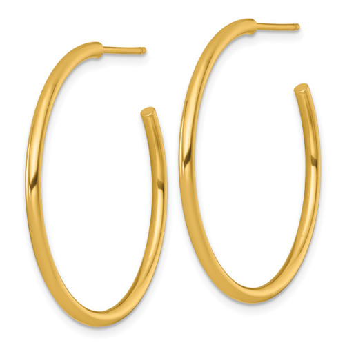 14K Yellow Gold Polished 2.0 x 35 mm Tube C-Hoop Post Earrings - View 2