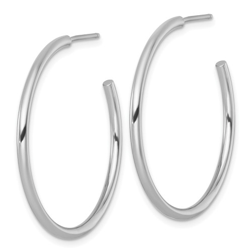 Rhodium-Plated 14K White Gold Polished 2.0 x 35 mm Tube C-Hoop Post Earrings - View 2
