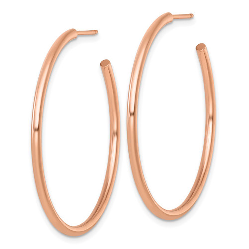 14K Rose Gold Polished 2.0 x 40 mm Tube C-Hoop Post Earrings - View 2
