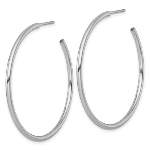 Rhodium-Plated 14K White Gold Polished 2.0 x 45 mm Tube C-Hoop Post Earrings - View 2