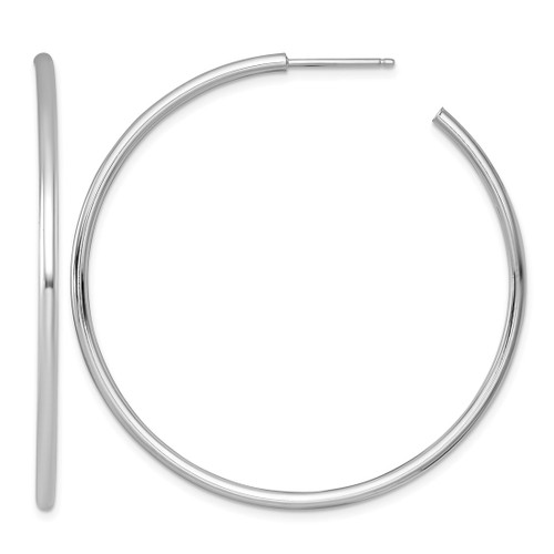 Rhodium-Plated 14K White Gold Polished 2.0 x 50 mm Tube C-Hoop Post Earrings