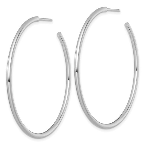 Rhodium-Plated 14K White Gold Polished 2.0 x 50 mm Tube C-Hoop Post Earrings - View 2