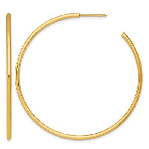 14K Yellow Gold Polished 2.0 x 55 mm Tube C-Hoop Post Earrings
