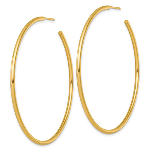 14K Yellow Gold Polished 2.0 x 60 mm Tube C-Hoop Post Earrings - View 2
