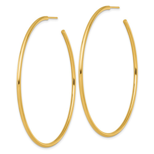 14K Yellow Gold Polished 2.0 x 65 mm Tube C-Hoop Post Earrings - View 2