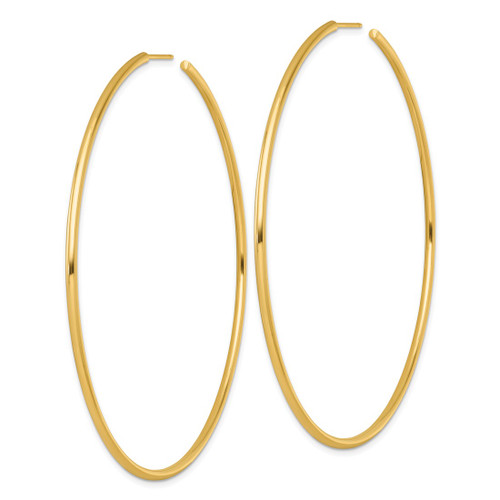 14K Yellow Gold Polished 2.0 x 80 mm Tube C-Hoop Post Earrings - View 2