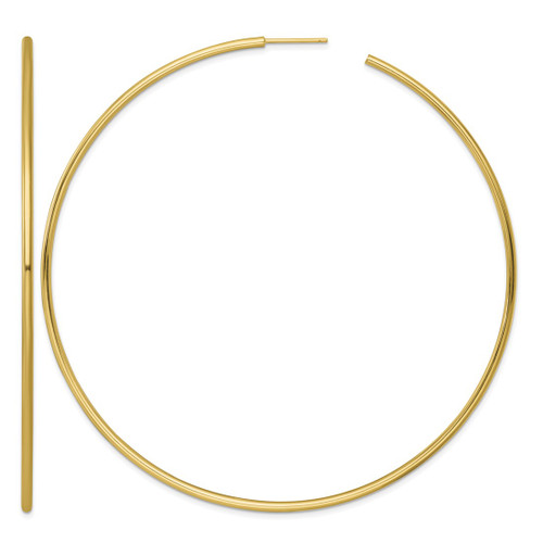 14K Yellow Gold Polished 2.0 x 90 mm Tube C-Hoop Post Earrings