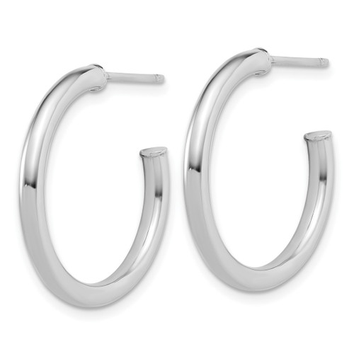 Rhodium-Plated 14K White Gold Polished 2.5 x 25 mm Tube C-Hoop Post Earrings - View 2