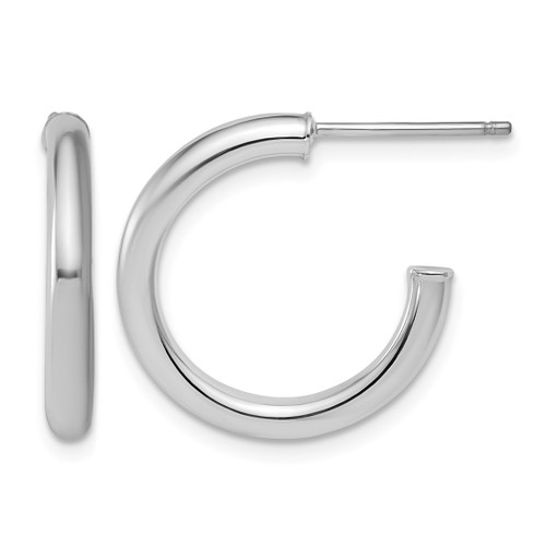 Rhodium-Plated 14K White Gold Polished 2.5 x 20 mm Tube C-Hoop Post Earrings